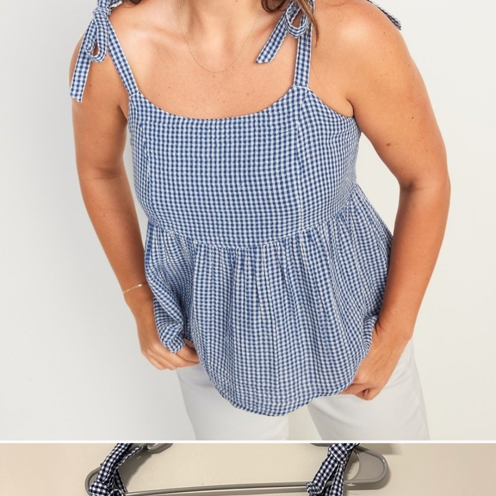 Blue Gingham Women's Top